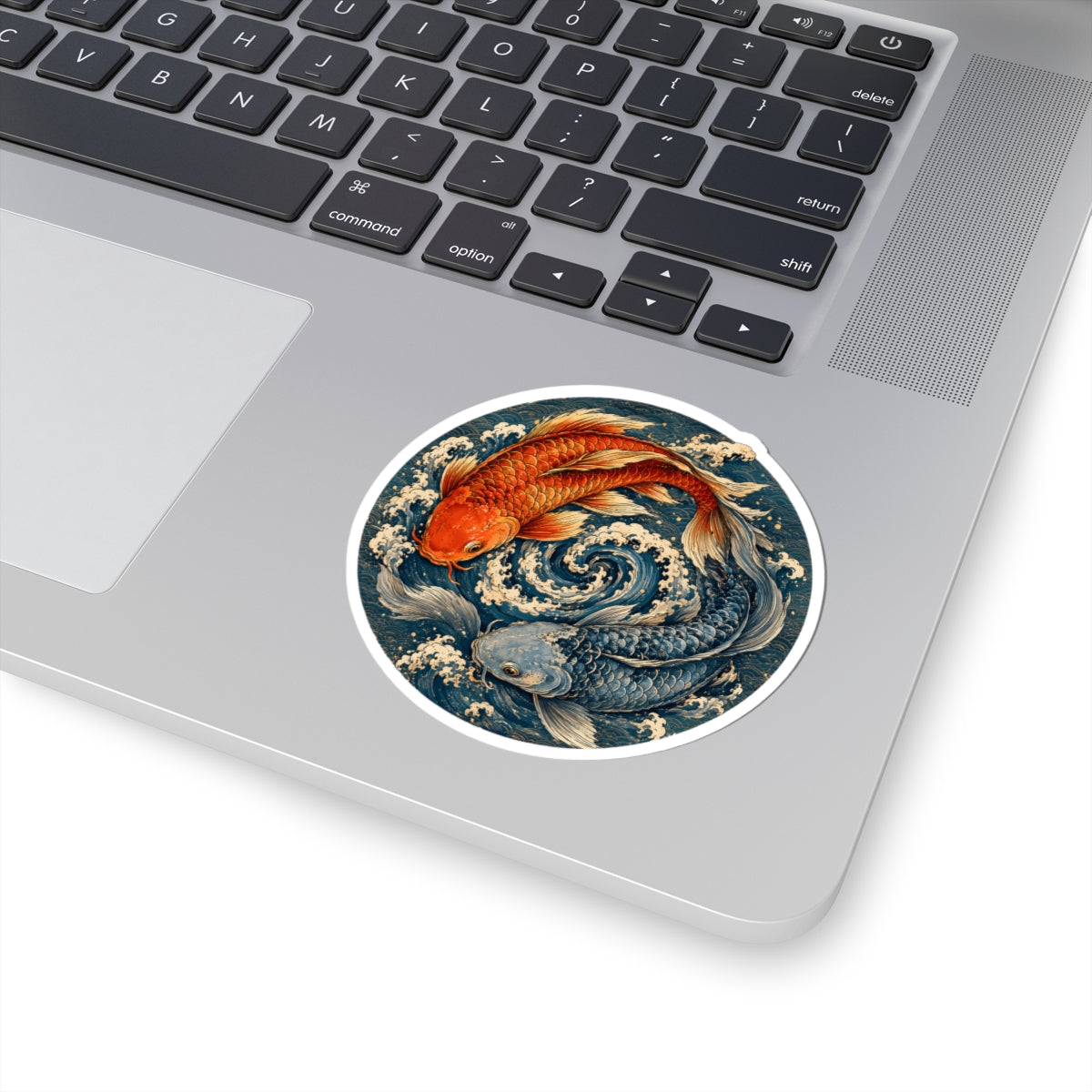 Japanese Koi Fish Yin Yang Sticker - Zen Pisces Carp Ocean Waves Art Vinyl Decal 3" 4" 6" Inch