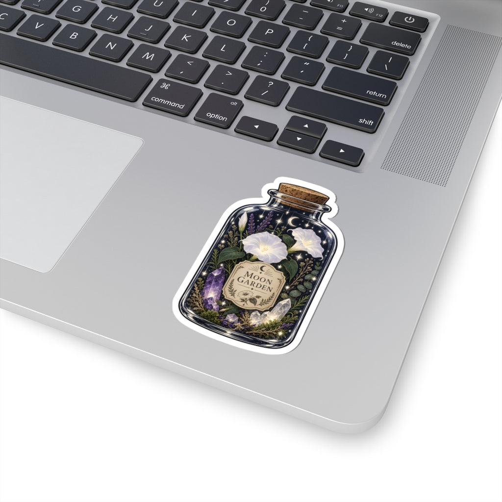 Celestial Moon Garden Sticker - Witchy Botanical Potion Bottle Vinyl Decal 3" 4" 6" Inch