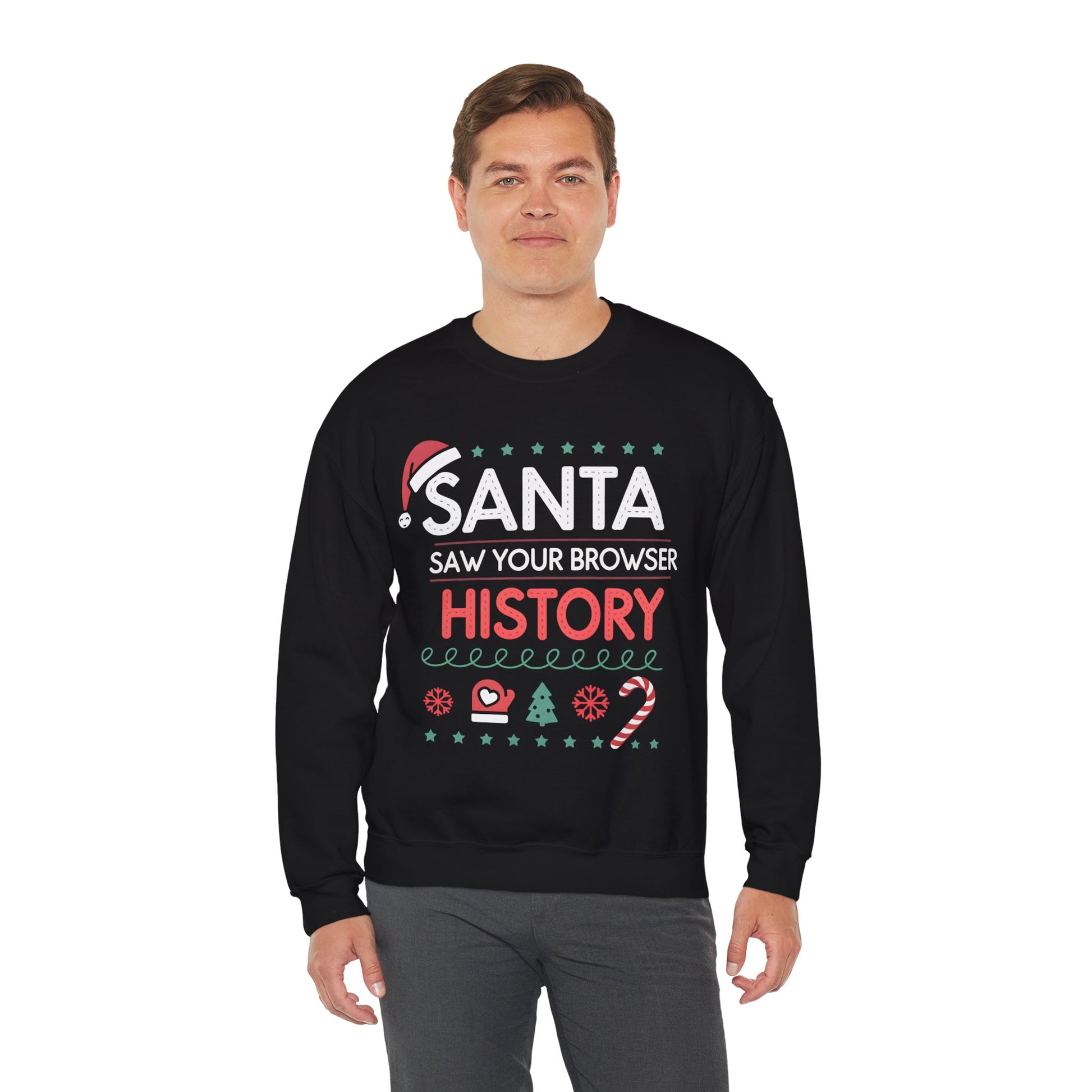 Funny Santa Christmas Sweatshirt Pullover | Santa Saw Your Browser History