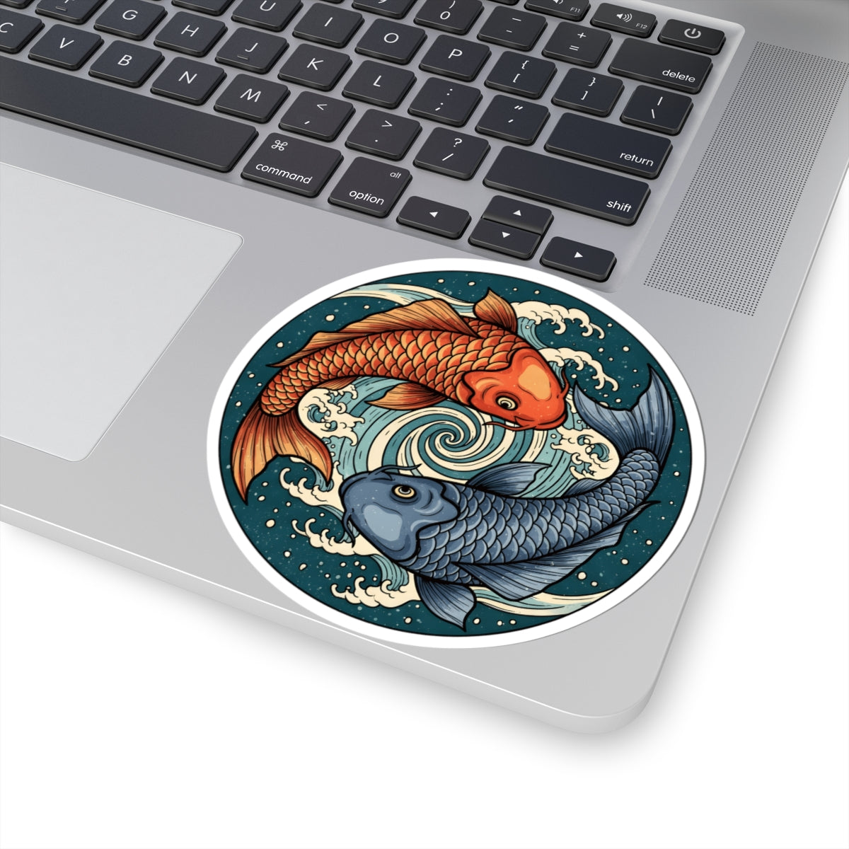 Japanese Koi Fish Yin Yang Sticker - Zen Spiritual Art Round Vinyl Decal 3" 4" 6" Inch