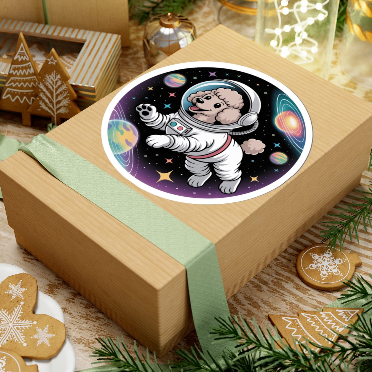 Cute Poodle Astronaut Space Dog Animal Sticker - Cosmic Space Pup Vinyl Decal