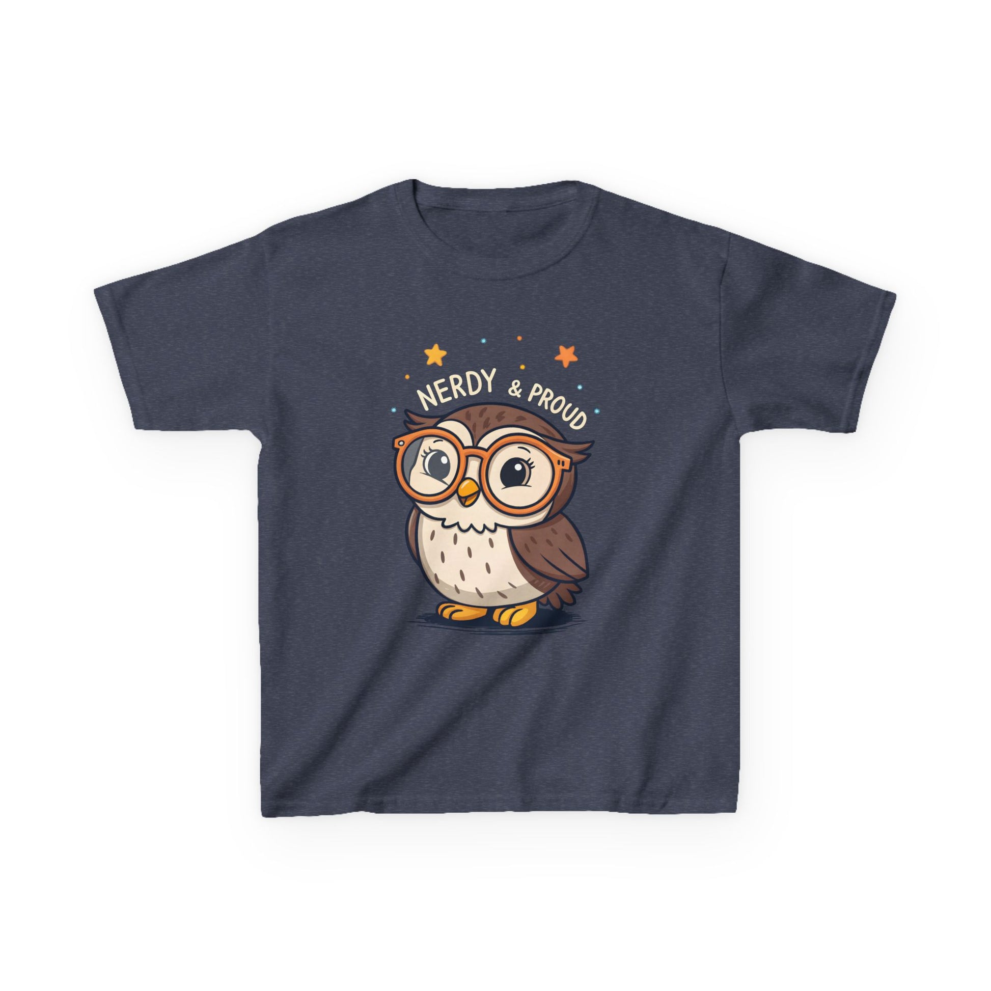 Kids T-Shirt Owl Nerdy & Proud Graphic Tee | Cute Bookworm Reading Youth Top