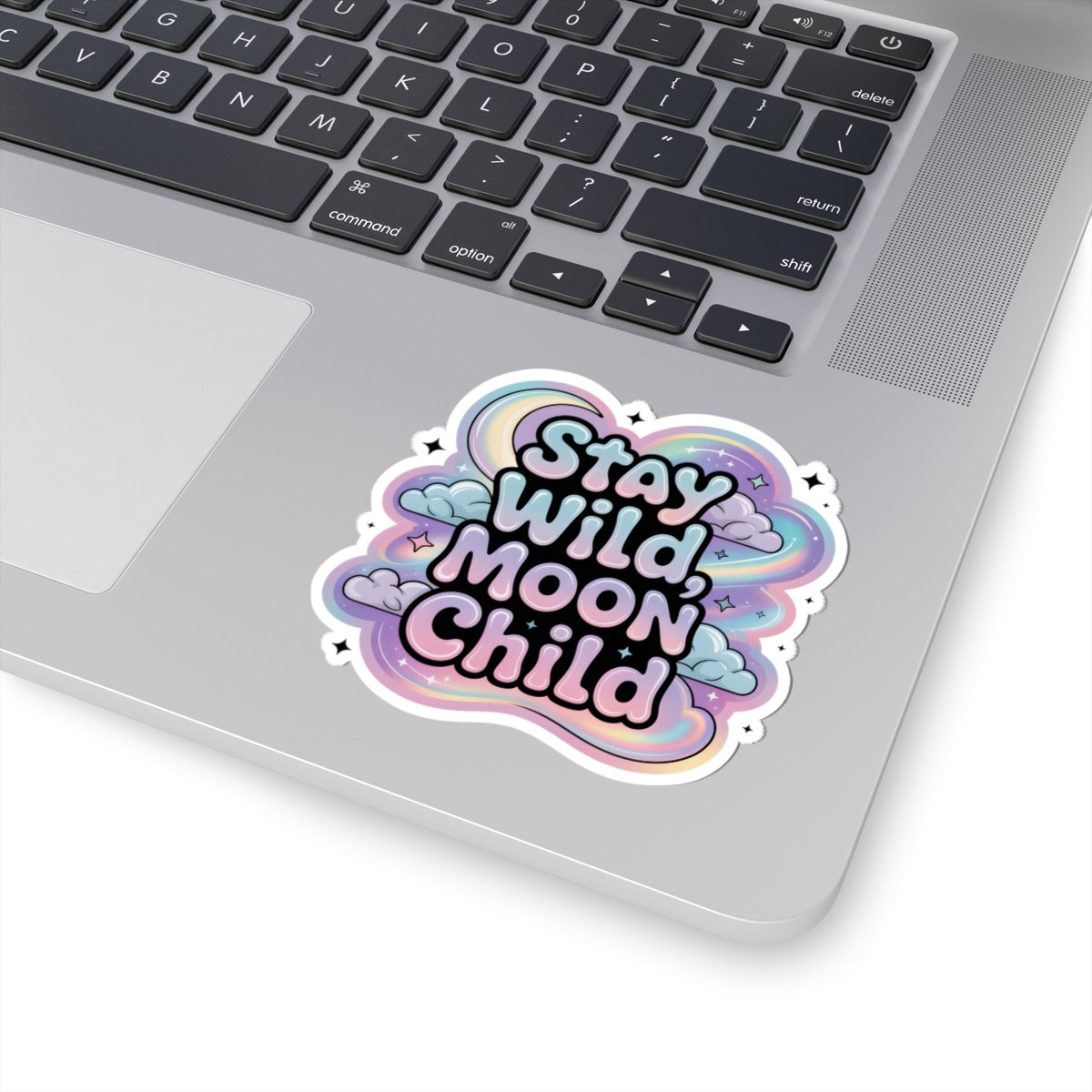 Stay Wild Moon Child Sticker - Pastel Celestial Moon Stars Clouds Vinyl Decal 3" 4" 6" Inch