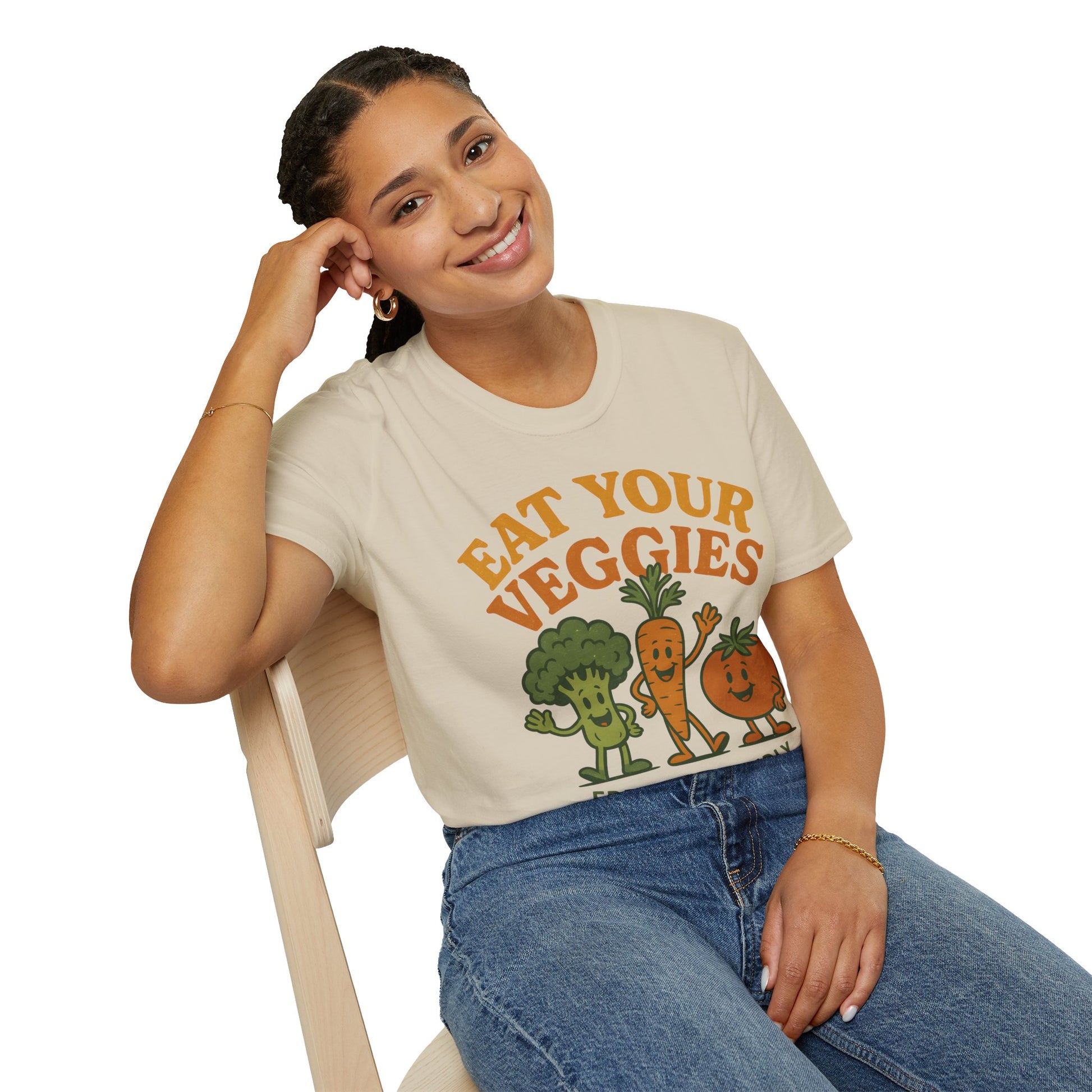 Retro Eat Your Veggies T-Shirt - Vintage Retro Vegan Vegetarian Tee