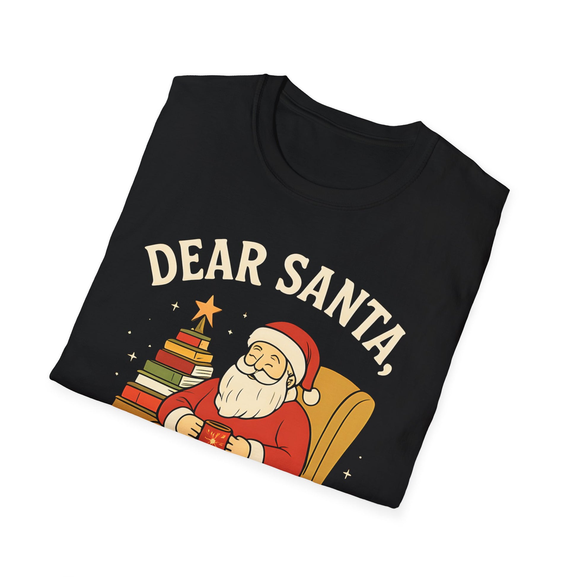 Dear Santa Bring Books T-Shirt | Reading Santa Christmas Graphic Tee
