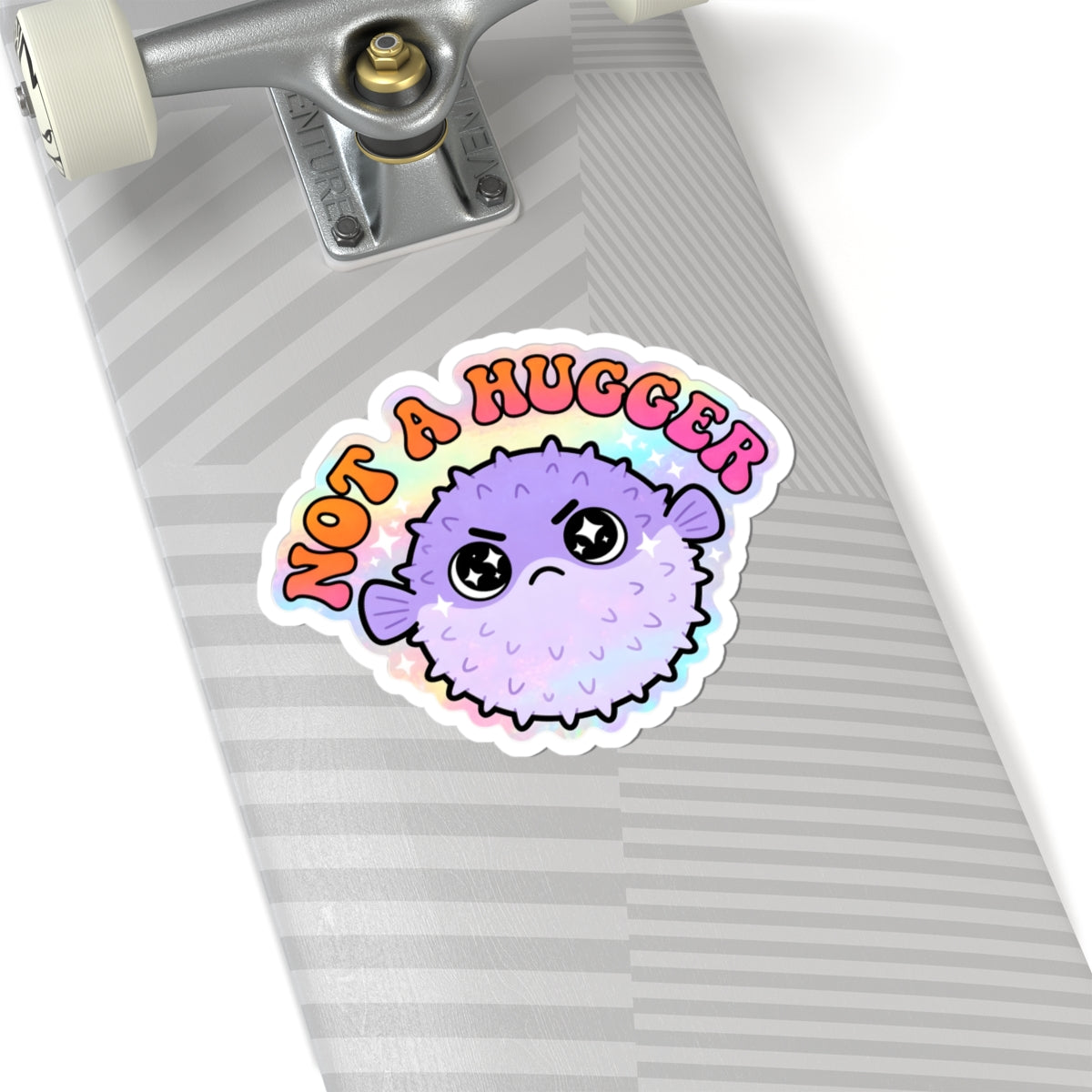 Not A Hugger Pufferfish Sticker – Cute Pastel Kawaii Puffer Fish Vinyl Decal 3" 4" 6" Inch