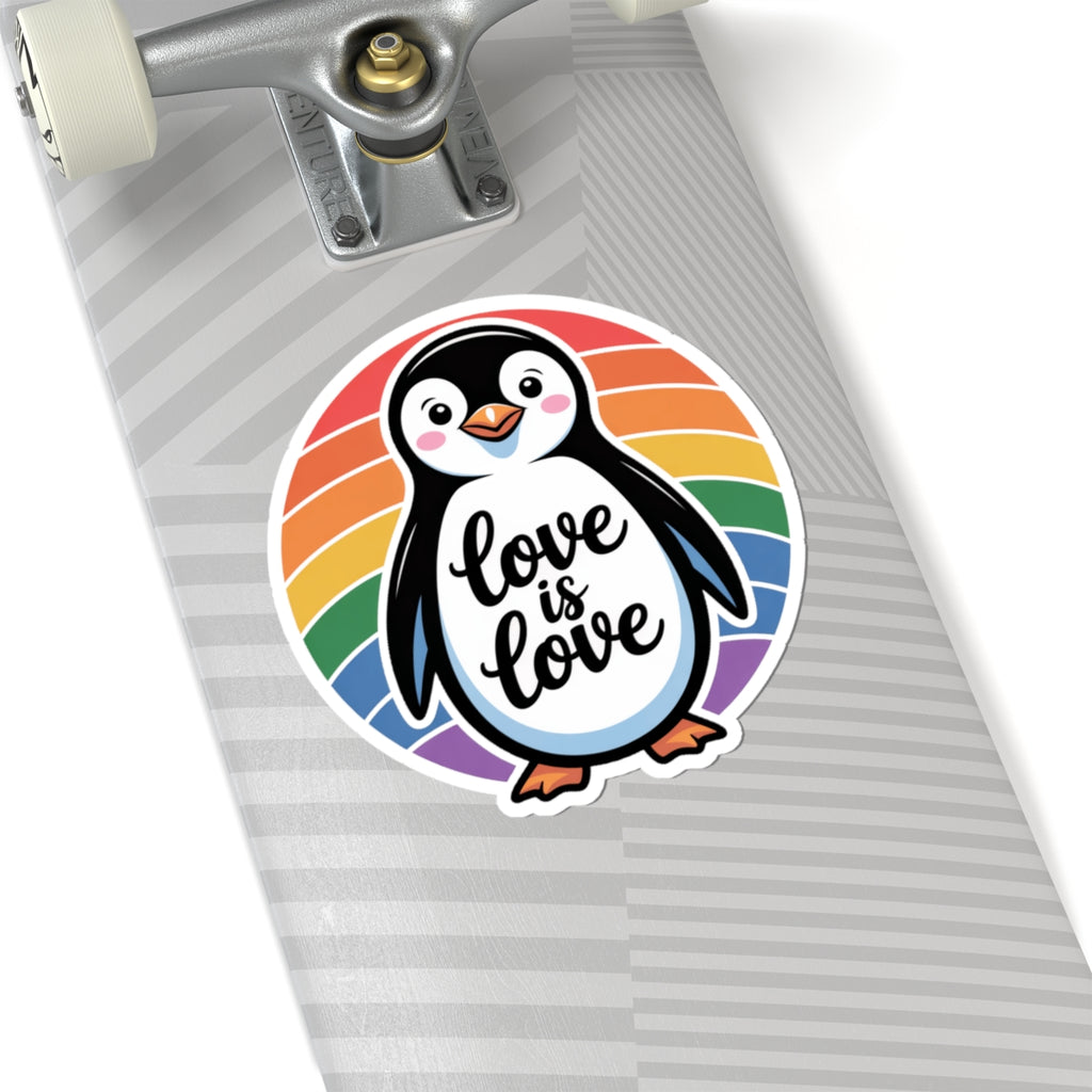 LGBTQ+ Pride Penguin Rainbow Love Is Love Sticker – Cute Colorful Penguin