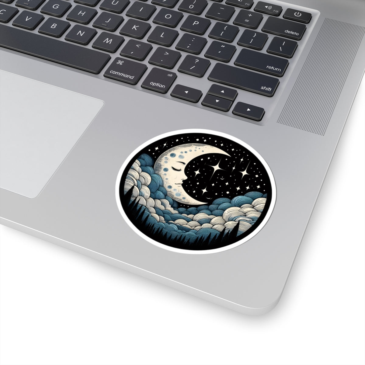 Mystical Crescent Moon Night Sky Sticker - Celestial Stars & Clouds Vinyl Decal 3" 4" 6" Inch