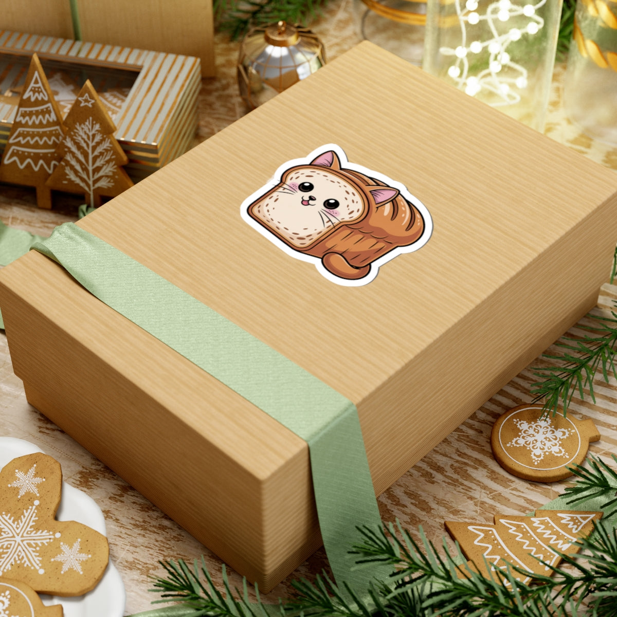 Kawaii Cat Bread Loaf Sticker Cute Cartoon Kitty Toast Anime Style