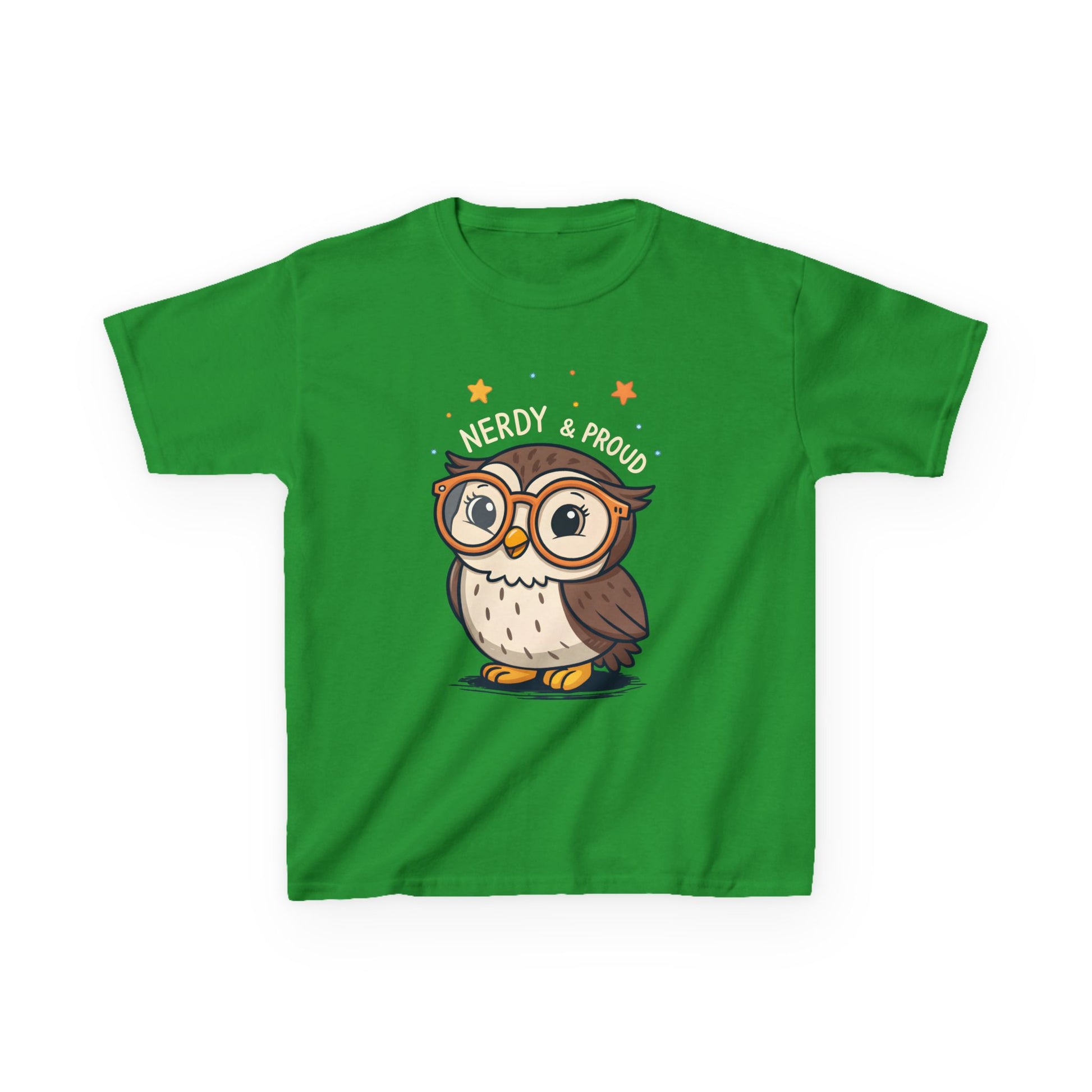 Kids T-Shirt Owl Nerdy & Proud Graphic Tee | Cute Bookworm Reading Youth Top