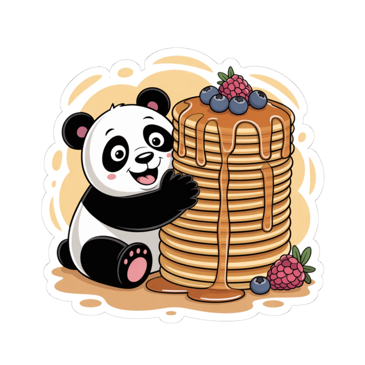 Funny Panda Pancakes Sticker - Kawaii Breakfast Animal Cute Bear Vinyl Decal