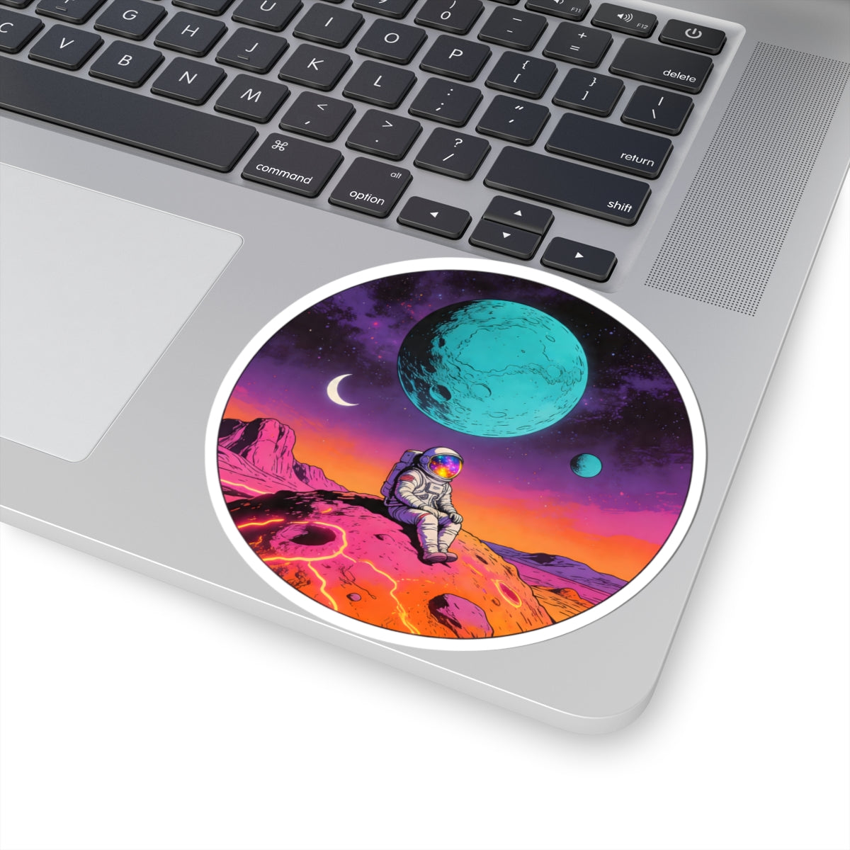 Colorful Astronaut Space Moon Sticker - Trippy Cosmic Galaxy Vinyl Decal 3" 4" 6" Inch