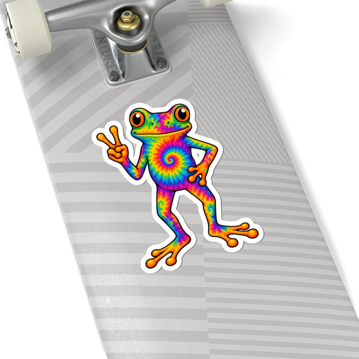 Tie Dye Frog Peace Sign Sticker - Rainbow Psychedelic Hippie Toad Vinyl Decal 3" 4" 6" Inch