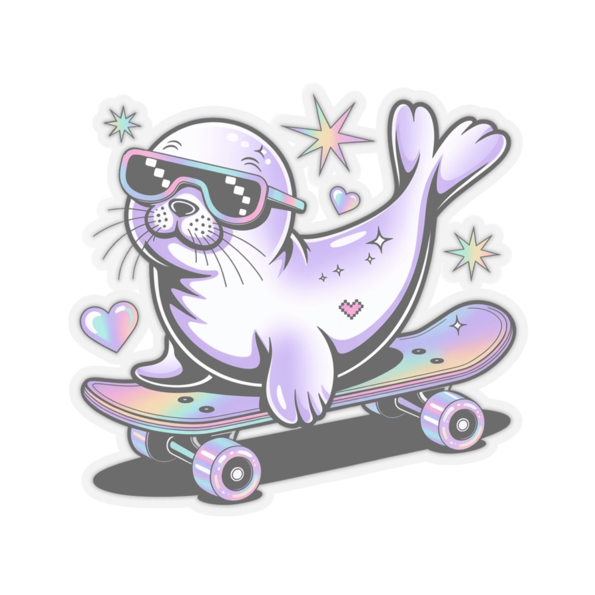 Y2K Baby Seal Skateboarding Sticker – Cute 2000s Aesthetic Retro Skater Decal