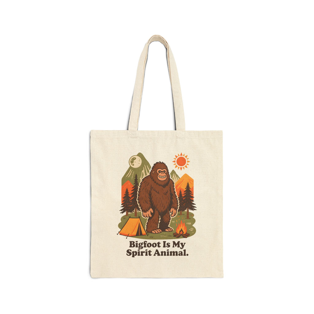 Bigfoot Adventure Canvas Tote Bag - Reusable Canvas Shoulder Bag for Nature Lovers