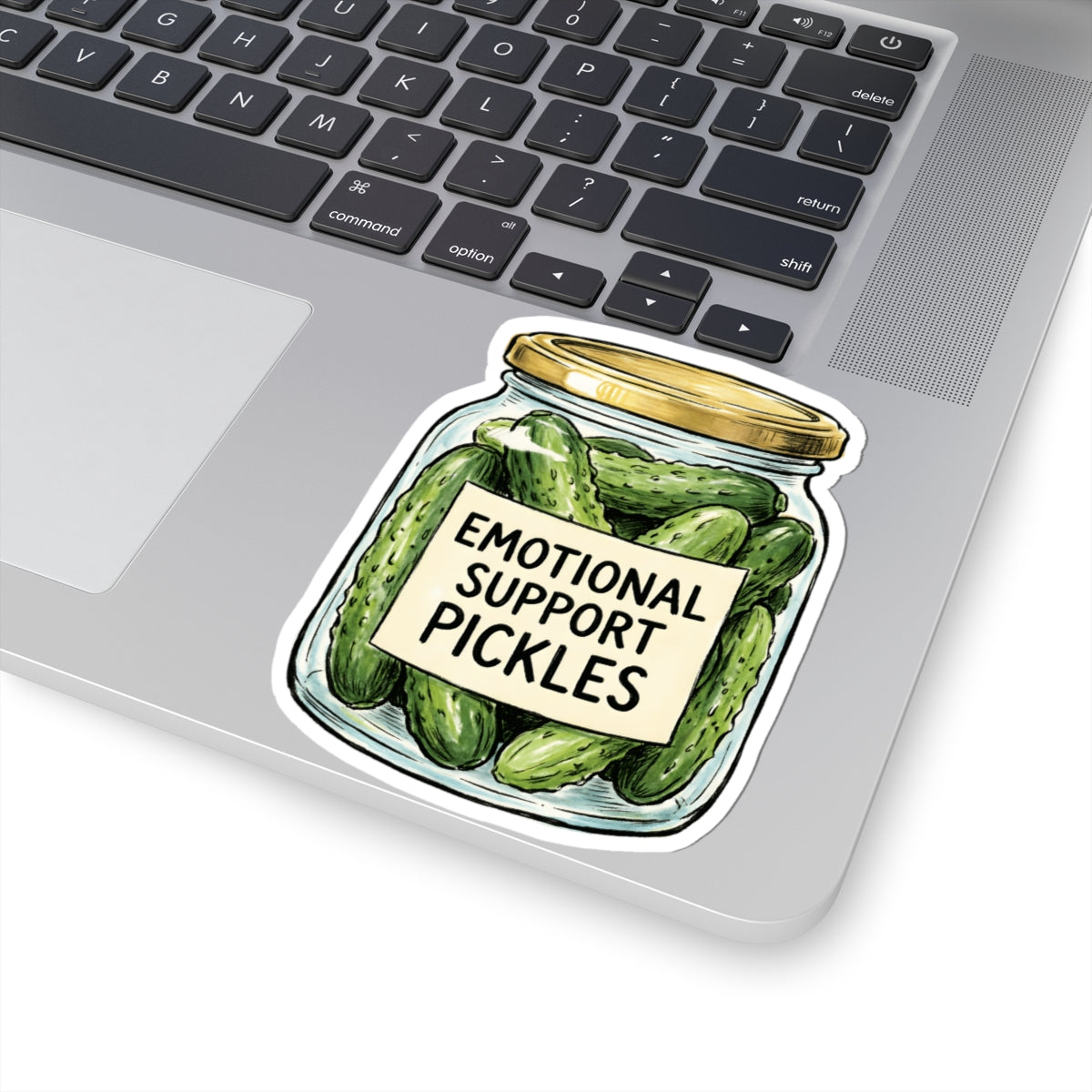 Emotional Support Pickles Sticker - Funny Pickle Jar Cucumber Food Pun Vinyl Decal 3" 4" 6" Inch
