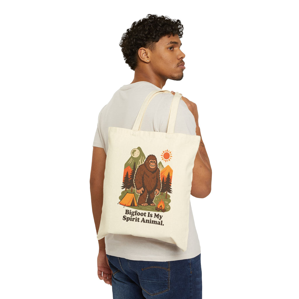 Bigfoot Adventure Canvas Tote Bag - Reusable Canvas Shoulder Bag for Nature Lovers