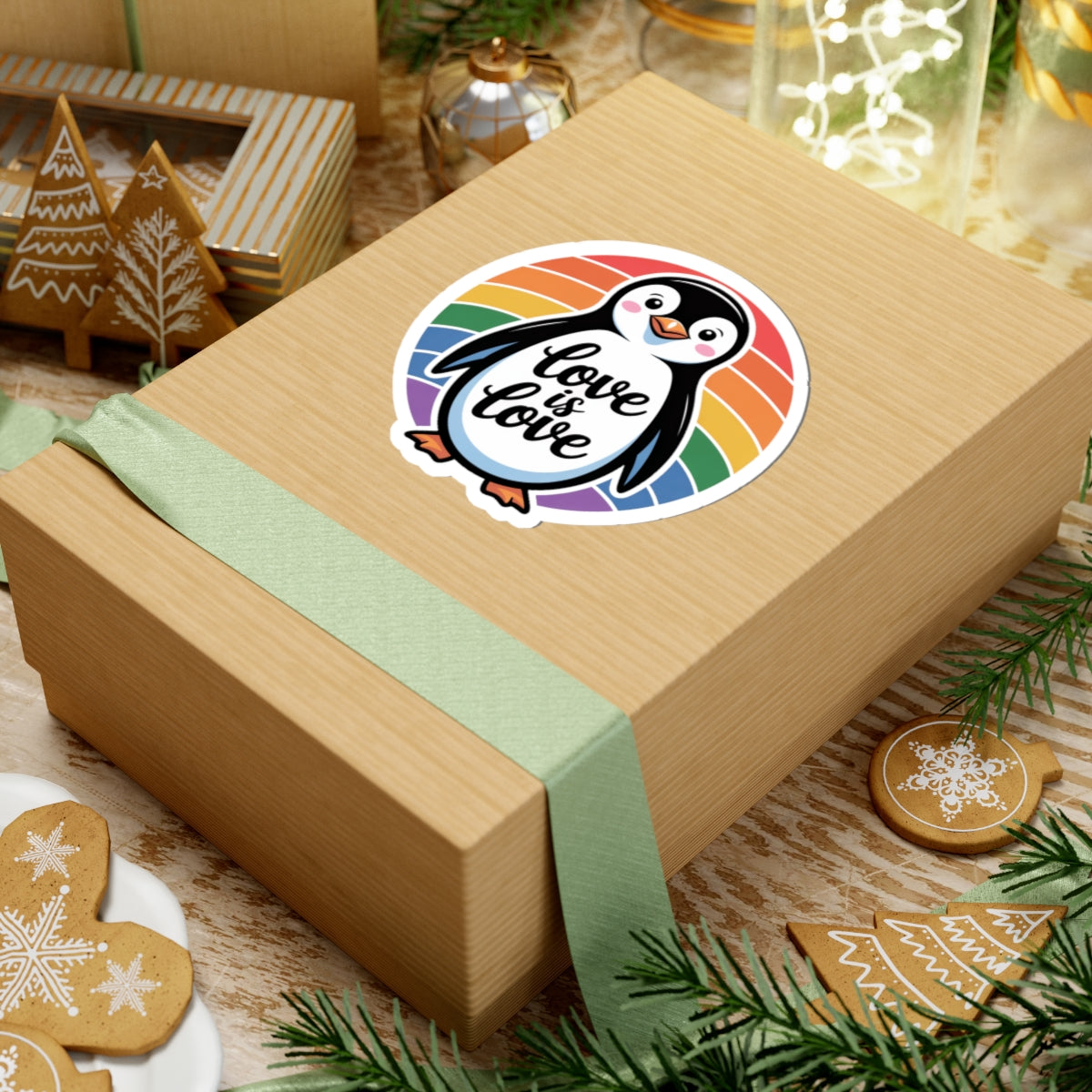 LGBTQ+ Pride Penguin Rainbow Love Is Love Sticker – Cute Colorful Penguin