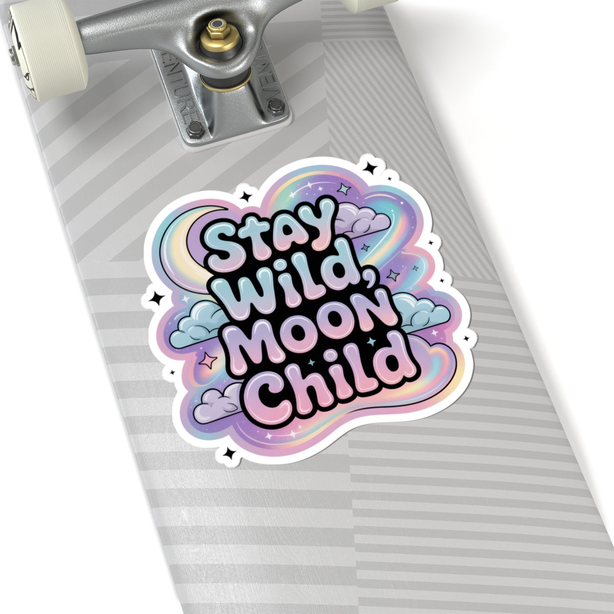 Stay Wild Moon Child Sticker - Pastel Celestial Moon Stars Clouds Vinyl Decal 3" 4" 6" Inch