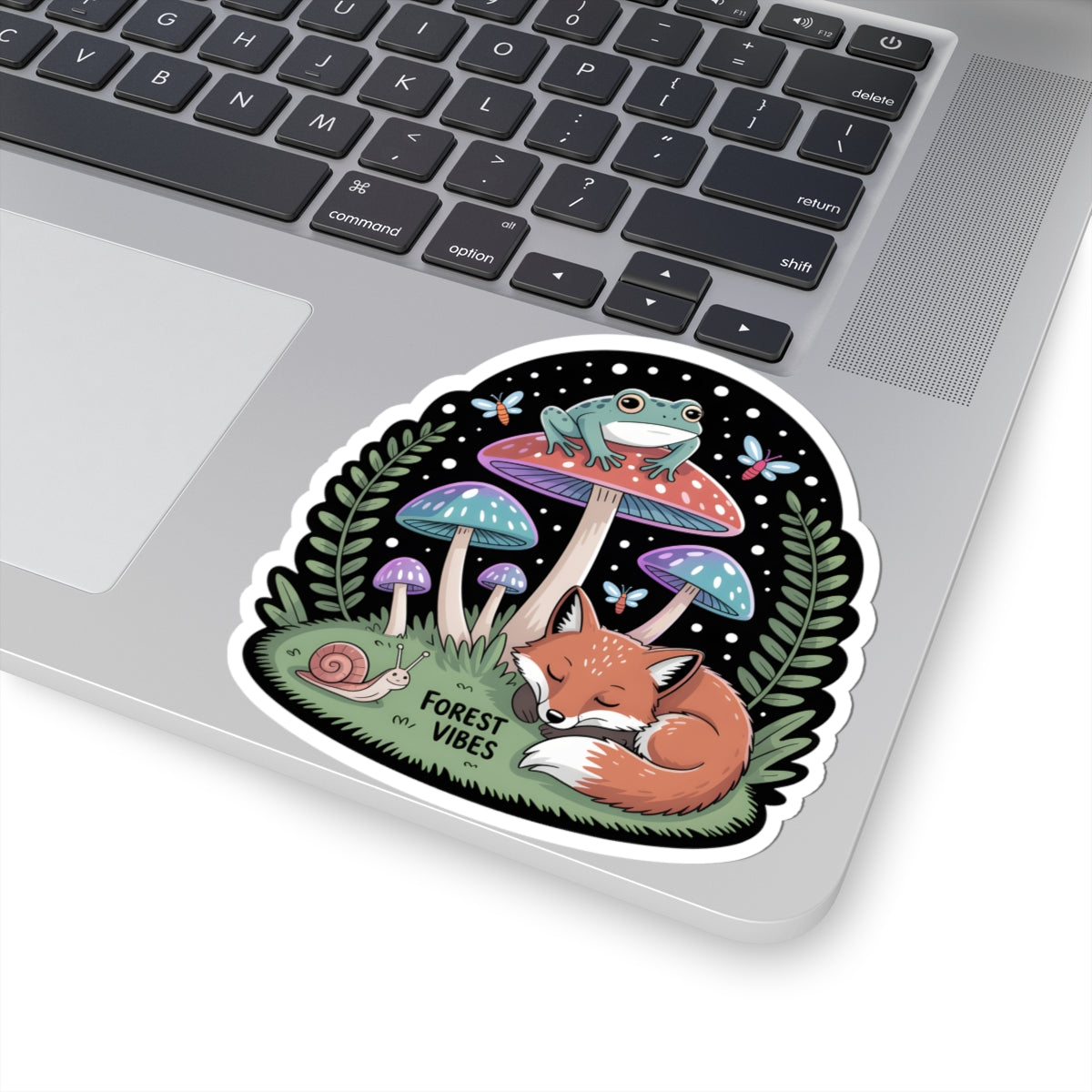 Forest Vibes Cute Woodland Animals Sticker - Fox Frog Mushroom Night Scene Vinyl Decal 3" 4" 6" Inch