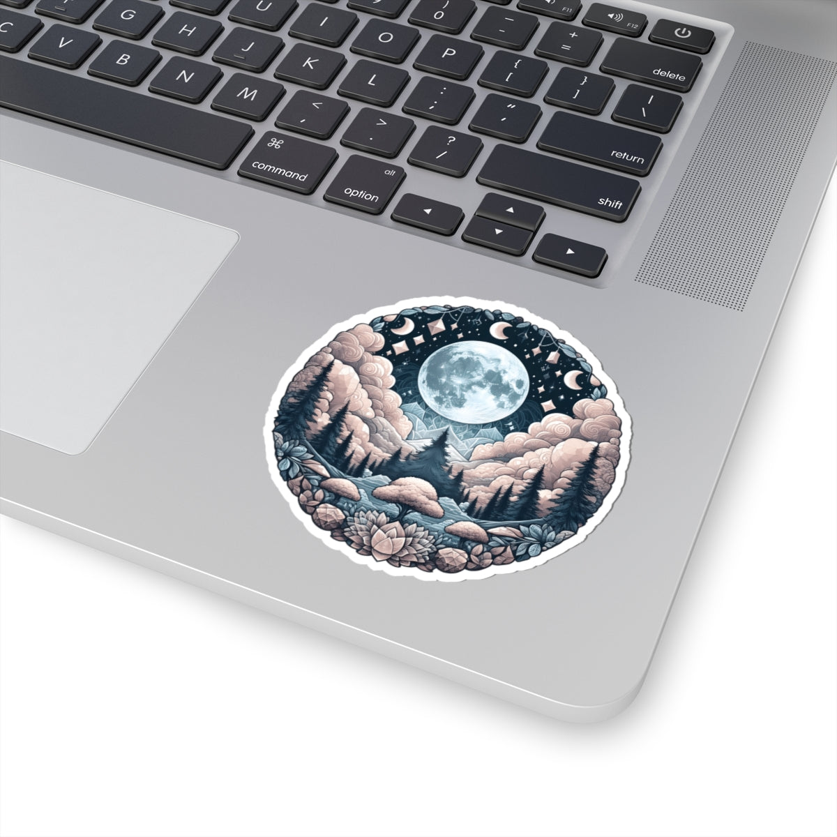 Celestial Moon Forest Art Sticker - Night Sky Mountain Landscape Vinyl Decal 3" 4" 6" Inch