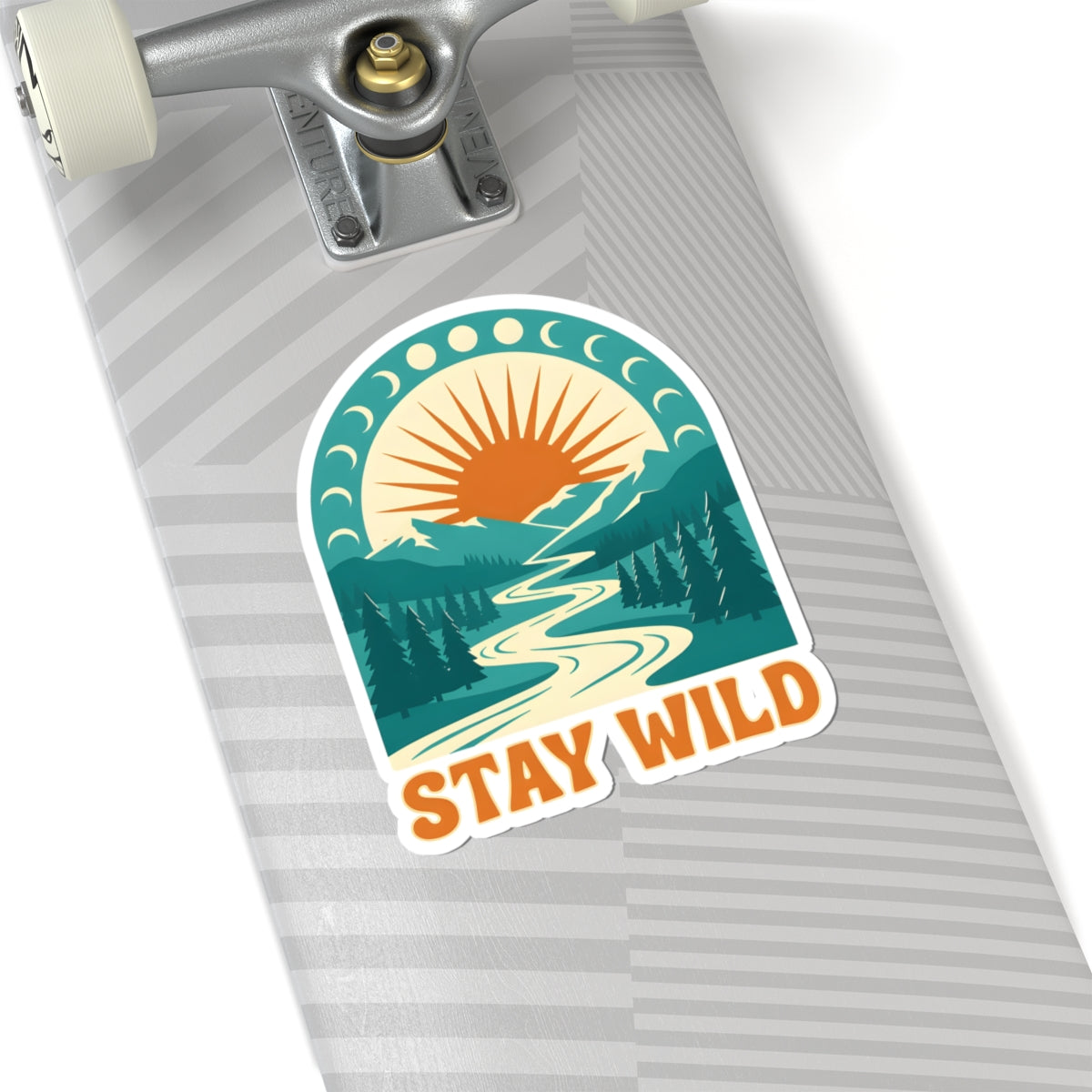 Stay Wild Retro Nature Sticker - Moon Phase Mountain Outdoor Adventure Vinyl Decal 3" 4" 6" Inch