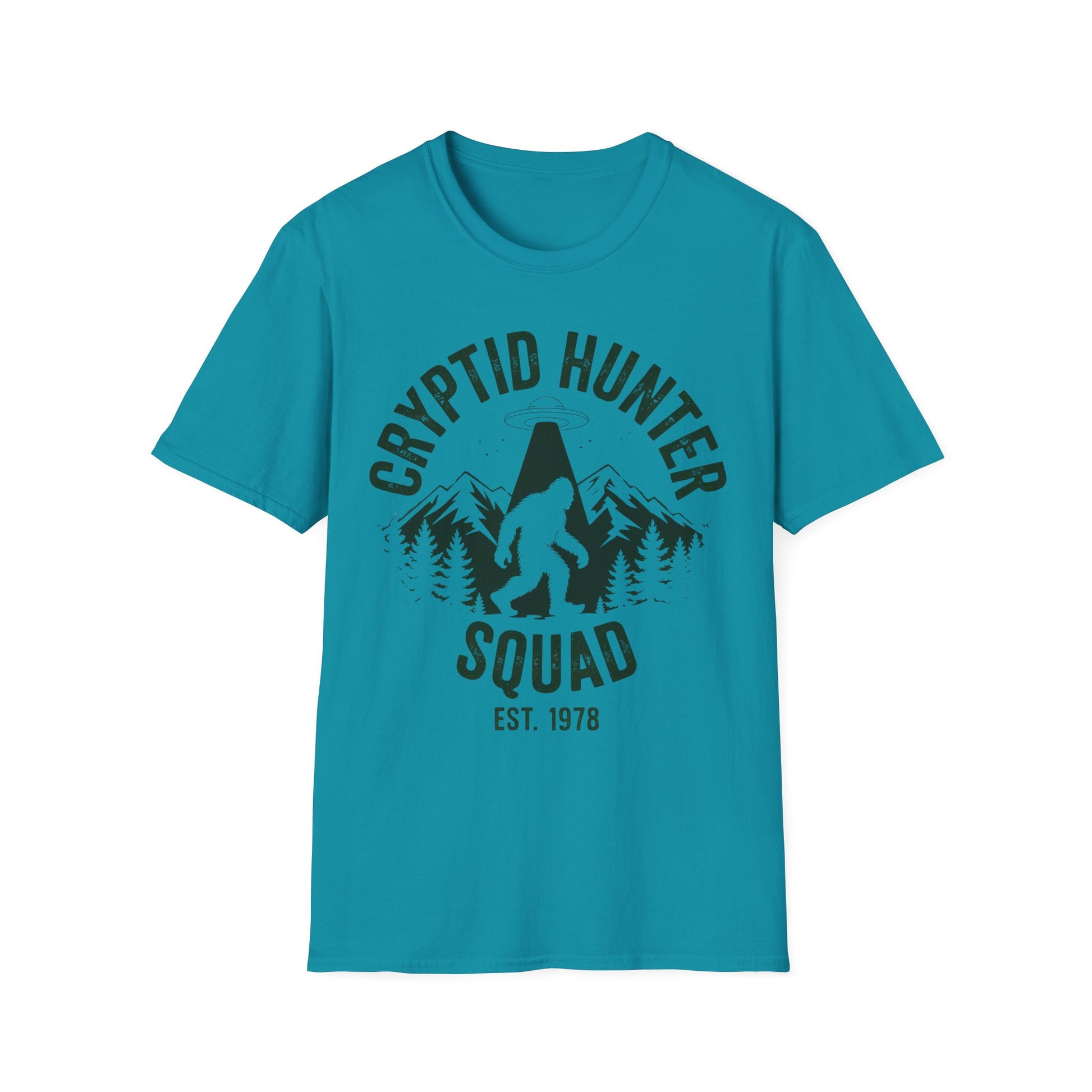 Cryptid Hunter Squad Bigfoot UFO T-Shirt, Sasquatch Alien Abduction Graphic Tee