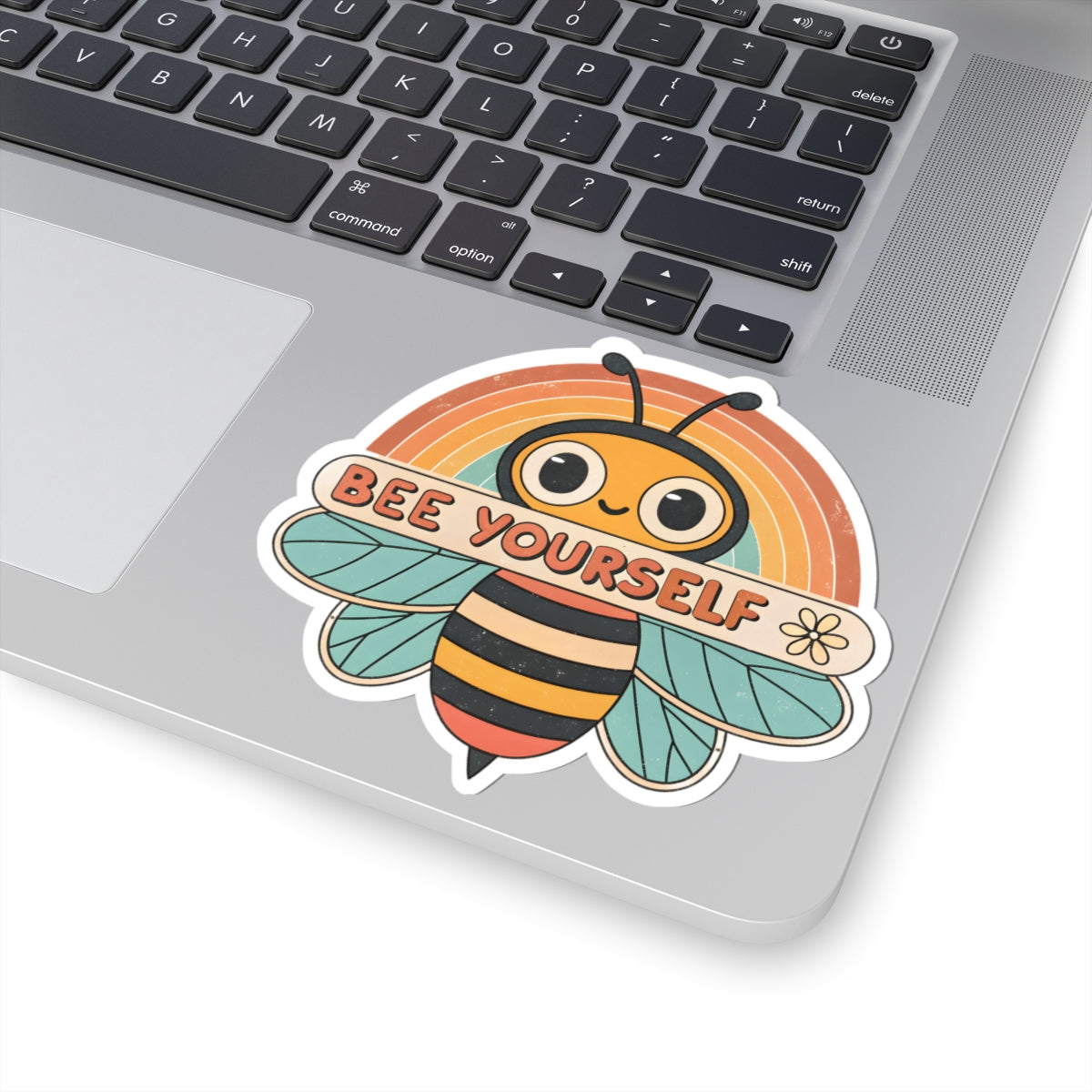 Cute Bee Yourself Rainbow Sticker | Positive Inspirational Quote Vinyl Decal