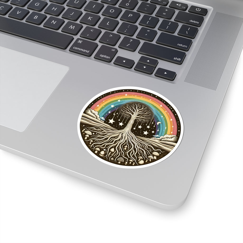 Tree of Life Rainbow Sticker | Celestial Moon & Stars Vinyl Decal