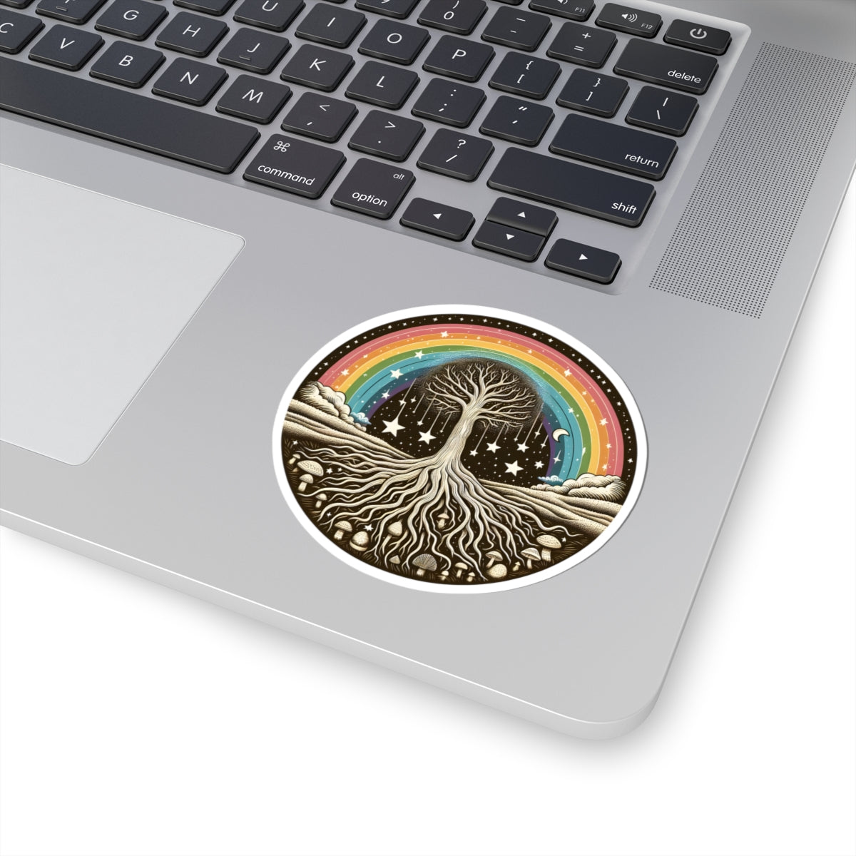 Tree of Life Rainbow Sticker | Celestial Moon & Stars Vinyl Decal