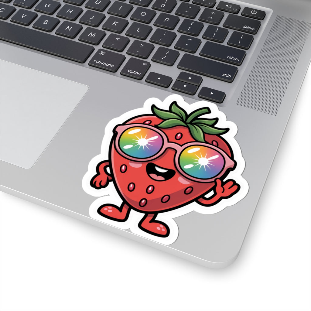 Kawaii Strawberry Rainbow Sunglasses Sticker - Cute Aesthetic Fruit Vinyl Decal