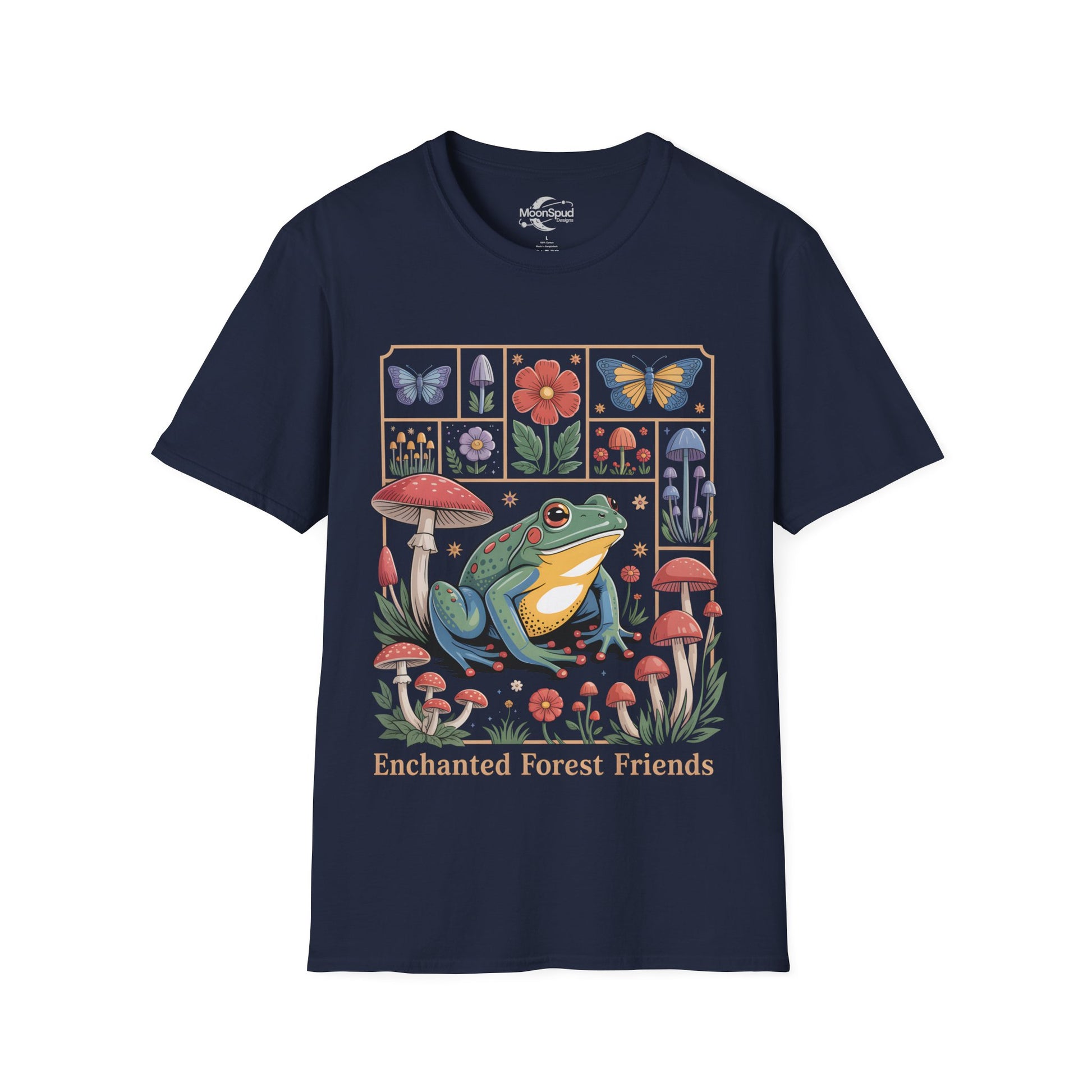 Cottagecore Frog Mushroom T-Shirt - Enchanted Forest Friends Butterfly Graphic Tee