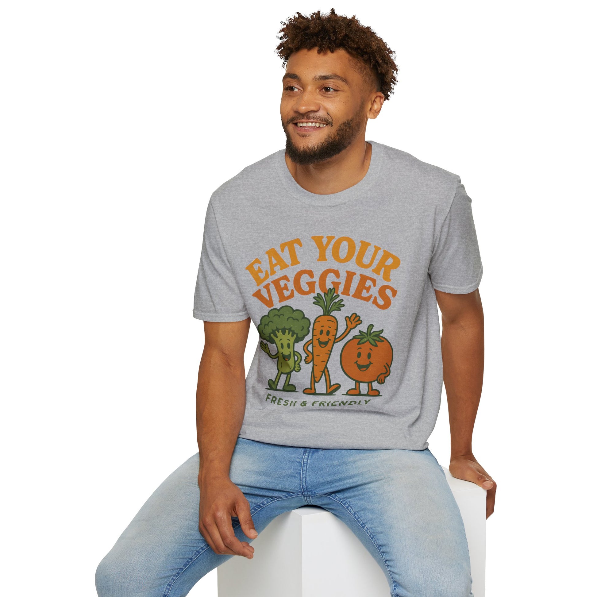 Retro Eat Your Veggies T-Shirt - Vintage Retro Vegan Vegetarian Tee
