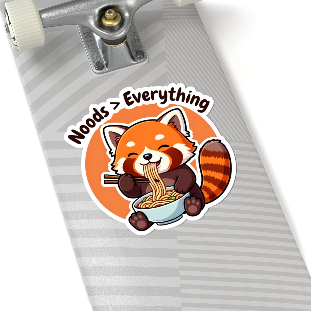 Cute Noods Greater Than Everything Red Panda Sticker - Kawaii Noodle Pho Lover Vinyl Decal 3" 4" 6" Inch