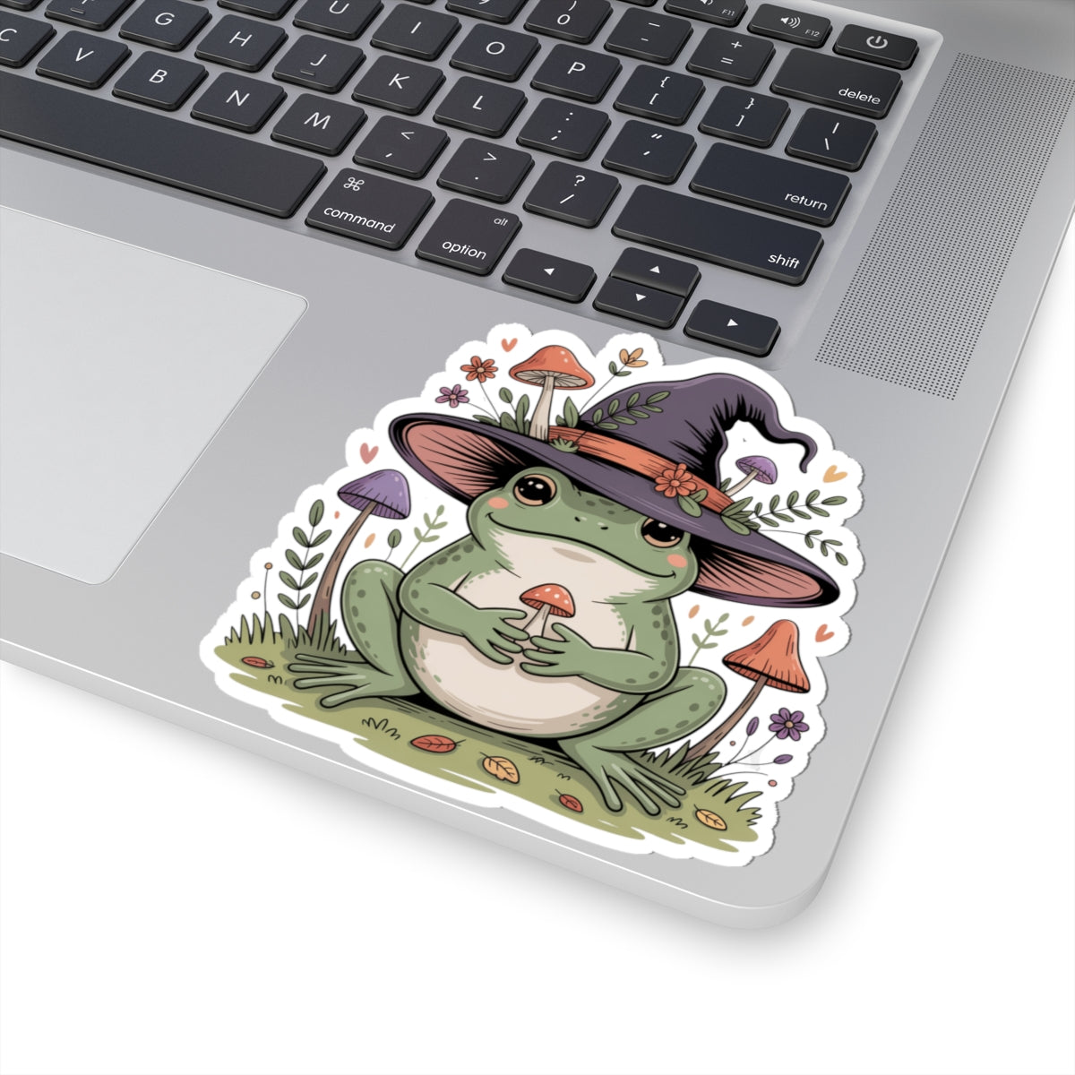 Cottagecore Frog & Mushrooms Sticker - Wildflower Fall Aesthetic Vinyl Decal