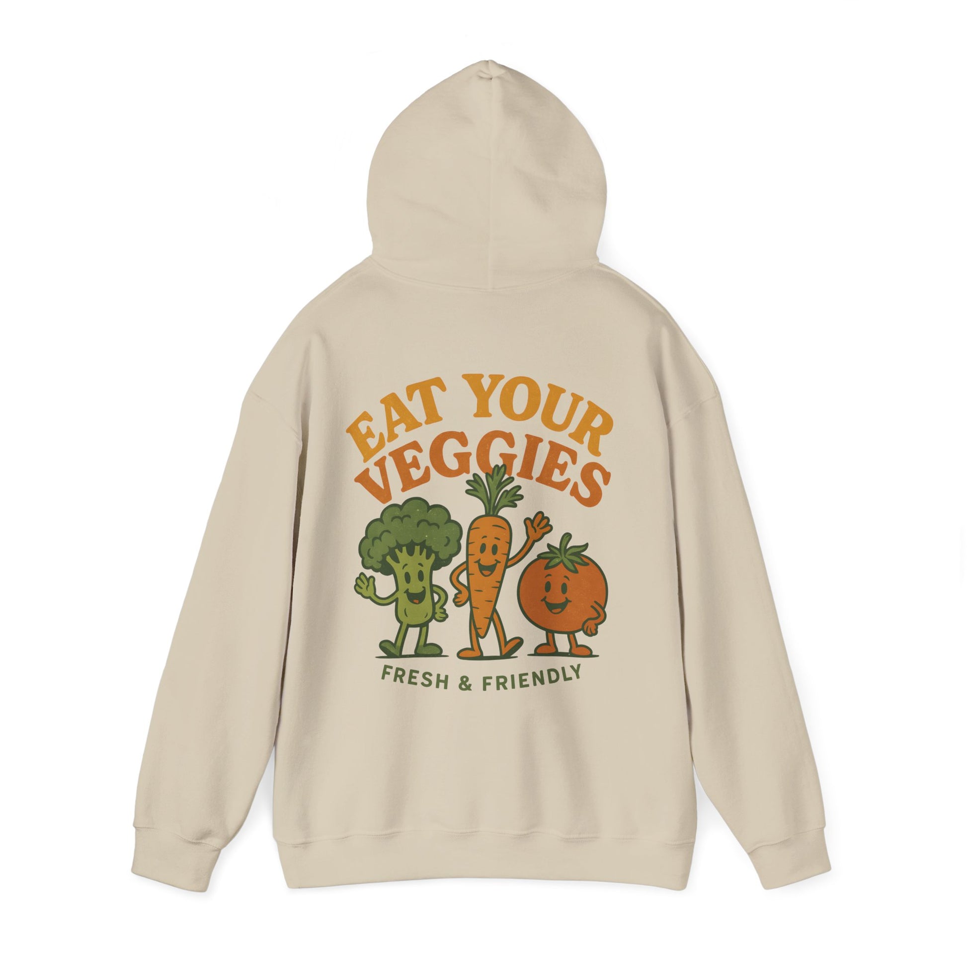 Retro Eat Your Veggies Hoodie - Vegan Vegetarian Gildan 18500 Unisex Pullover