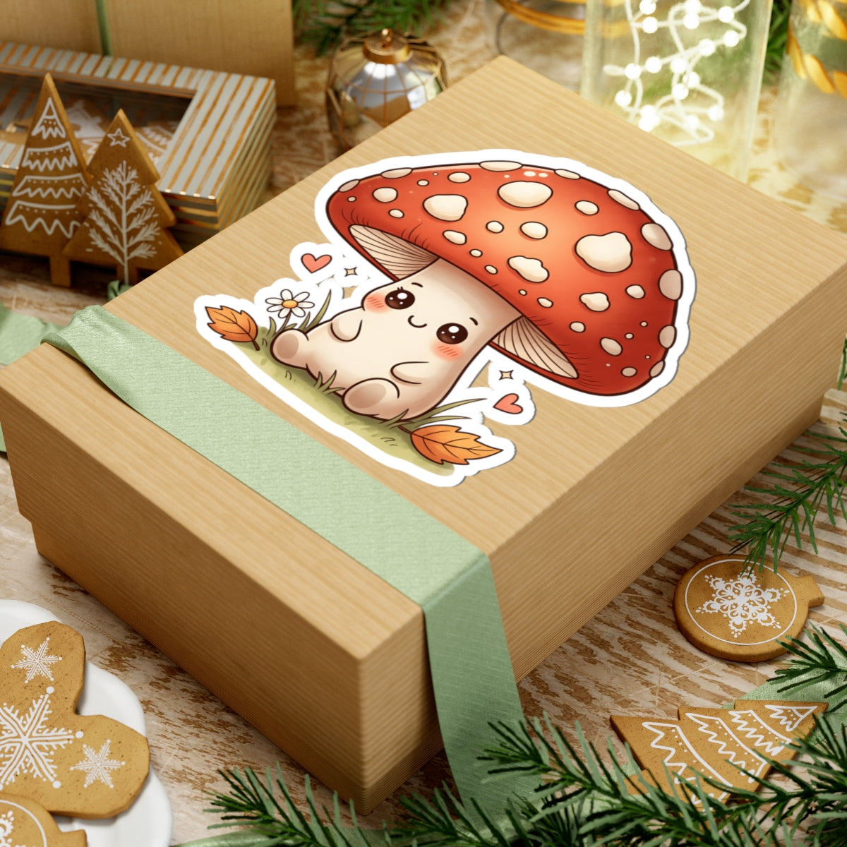 Cute Kawaii Mushroom Sticker - Red Toadstool Cottagecore Nature Art Vinyl Decal 3" 4" 6" Inch