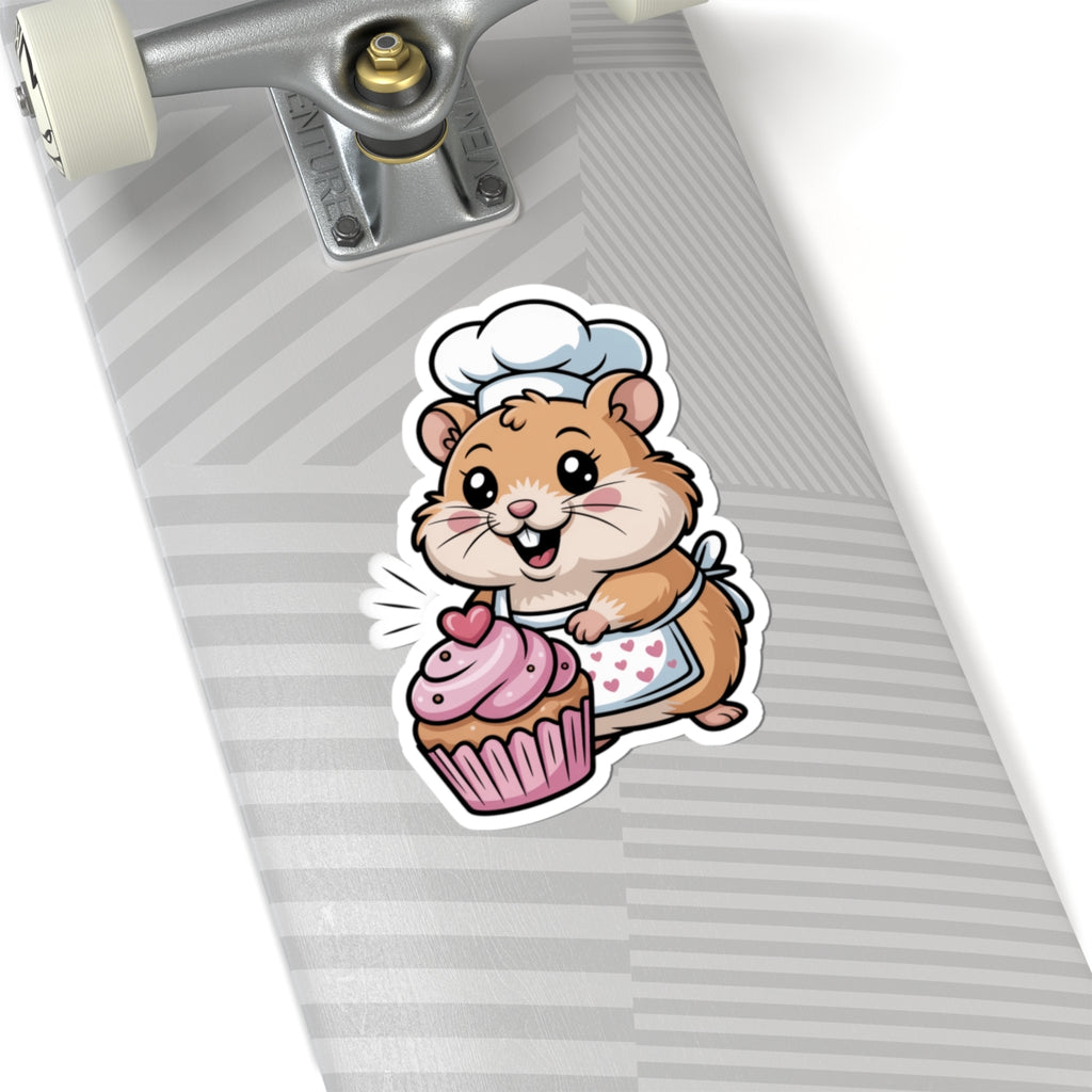 Kawaii Hamster Baking Sticker - Cute Cupcake Animal Chef Dessert Vinyl Decal