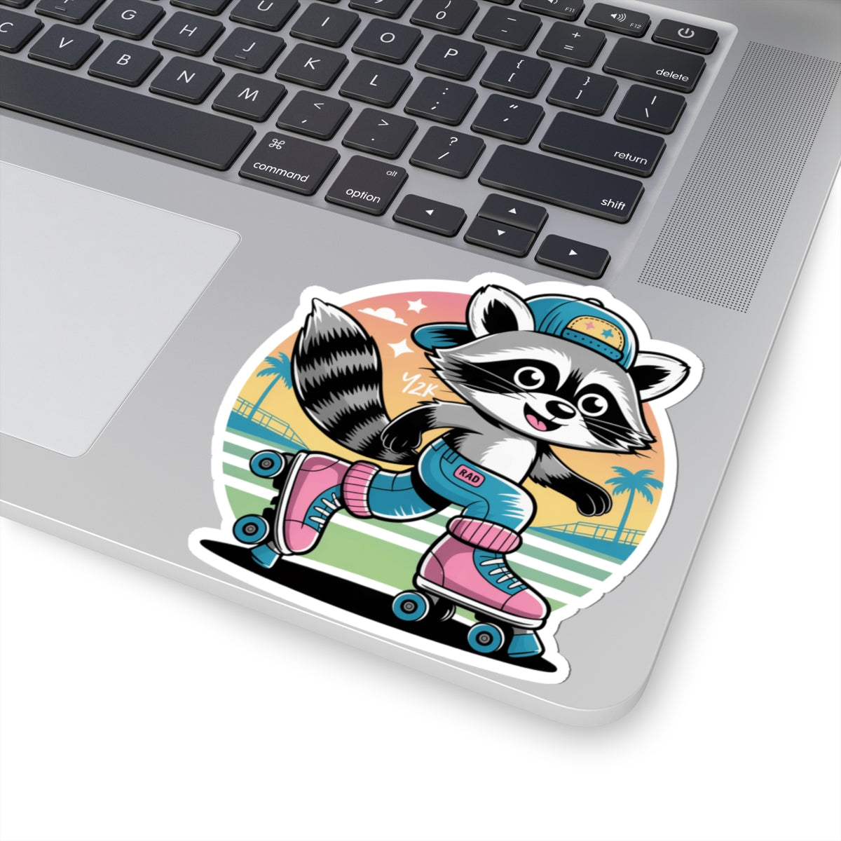 Cute Roller Skating Raccoon Sticker - Retro 80s Aesthetic Animal Vinyl Decal