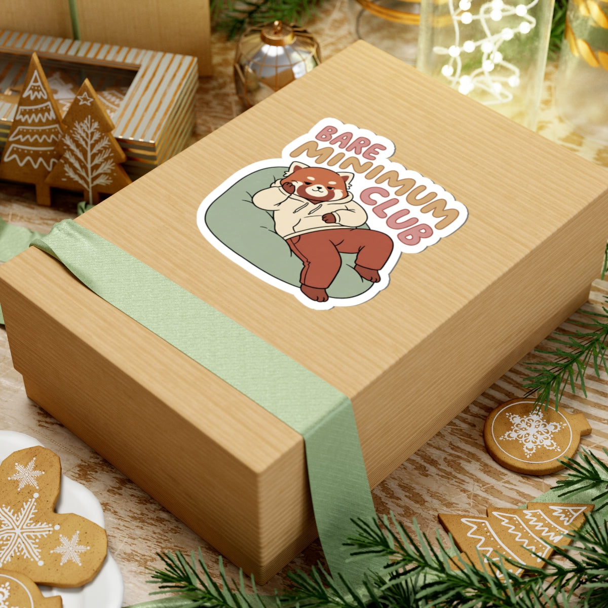 Bare Minimum Club Red Panda Sticker - Funny Sleepy Animal Vinyl Decal 3" 4" 6" Inch
