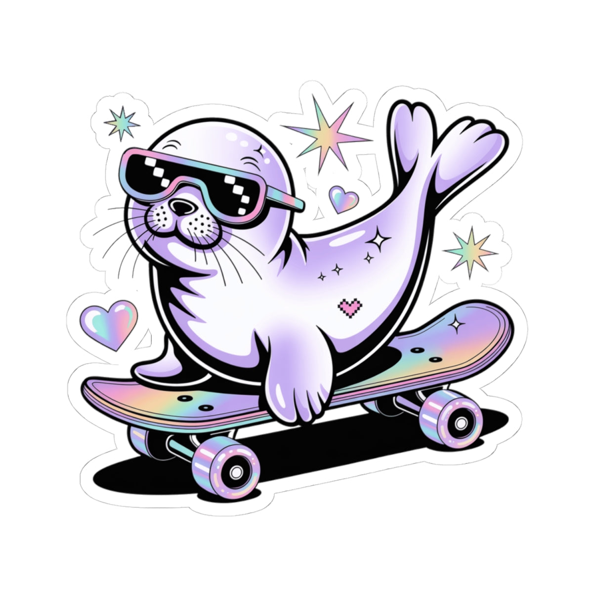 Y2K Baby Seal Skateboarding Sticker – Cute 2000s Aesthetic Retro Skater Decal
