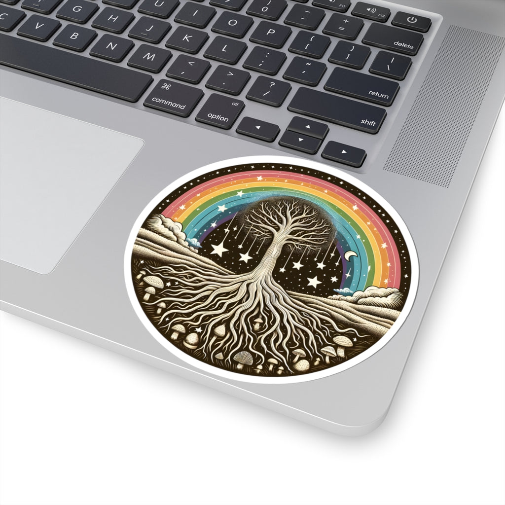 Tree of Life Rainbow Sticker | Celestial Moon & Stars Vinyl Decal