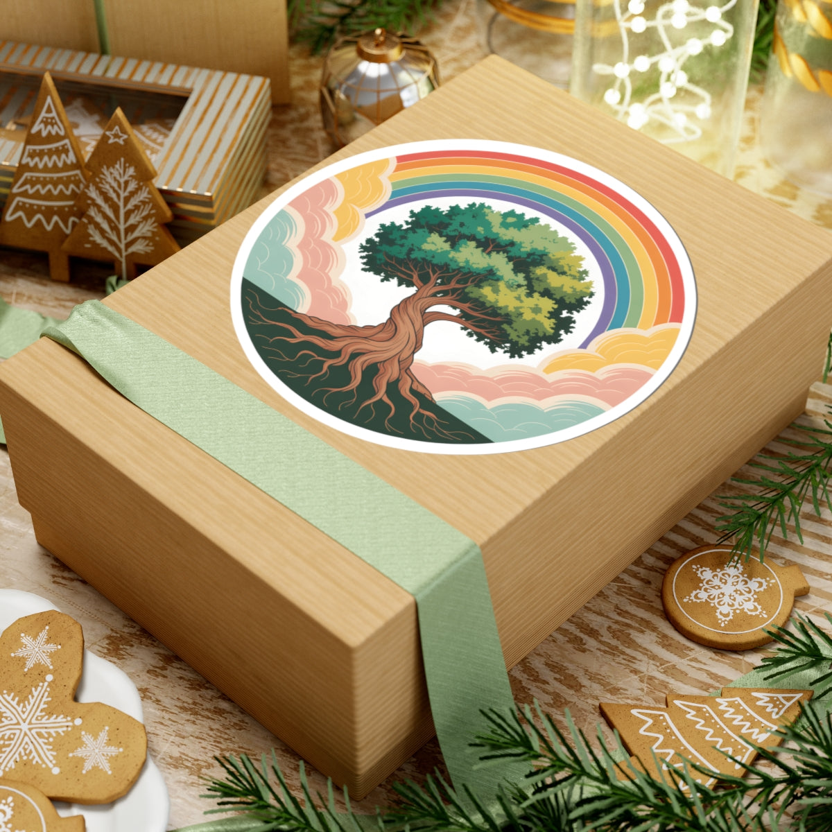 Tree of Life Rainbow Sticker - Boho Nature Aesthetic Vinyl Decal 3" 4" 6" Inch