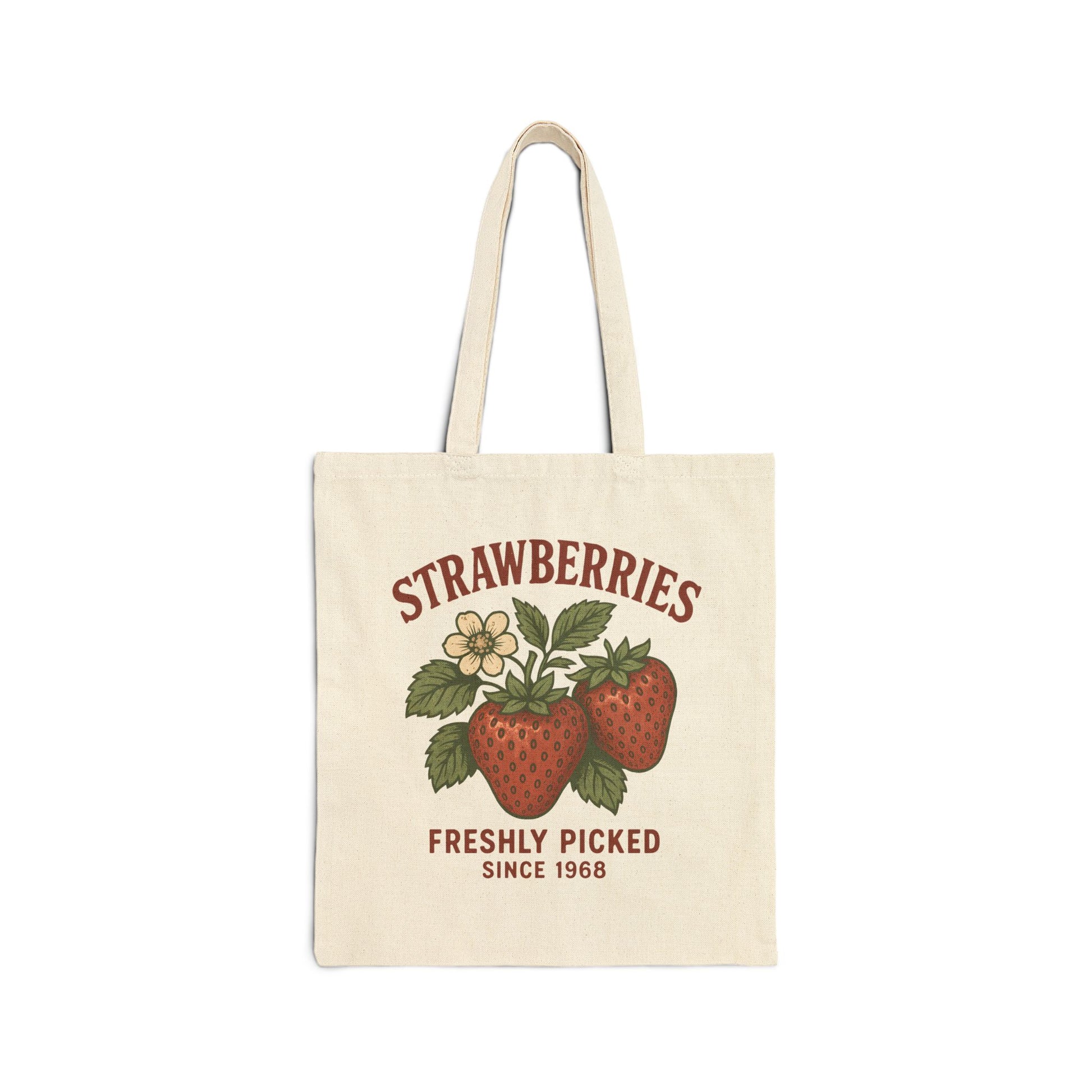 Vintage Strawberry Tote Bag - Freshly Picked Farmers Market Canvas Bag