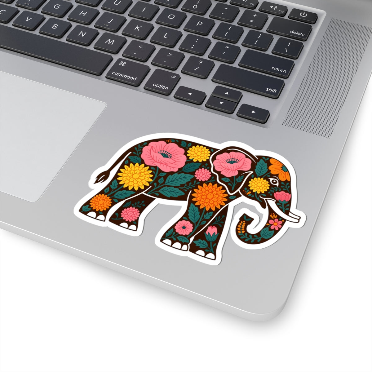 Boho Floral Elephant Sticker - Folk Art Flower Animal Vinyl Decal 3" 4" 6" Inch