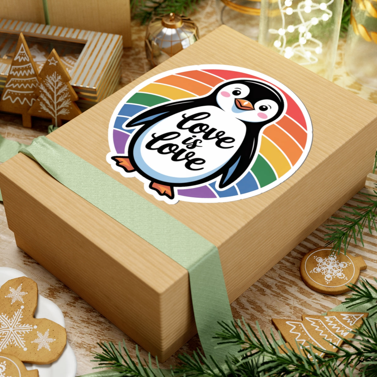 LGBTQ+ Pride Penguin Rainbow Love Is Love Sticker – Cute Colorful Penguin
