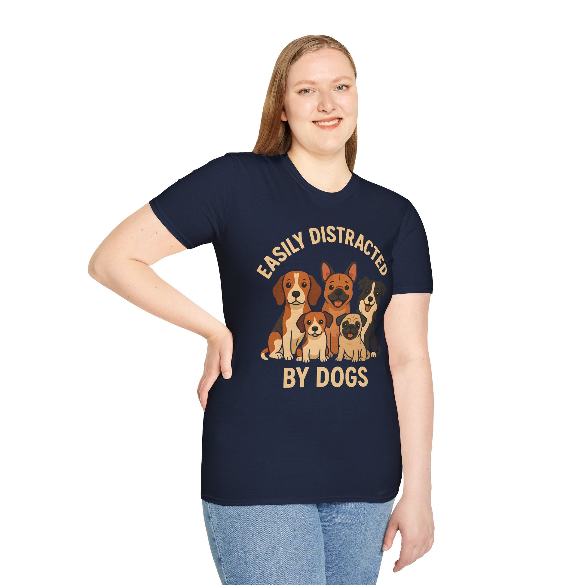 Easily Distracted By Dogs T-Shirt - Funny Dog Lover Graphic Tee