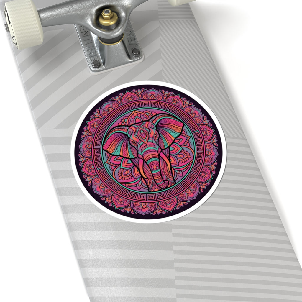Large Pink Purple Elephant Mandala Sticker - Boho Floral Tribal Yoga Art Vinyl Decal 3" 4" 6" Inch