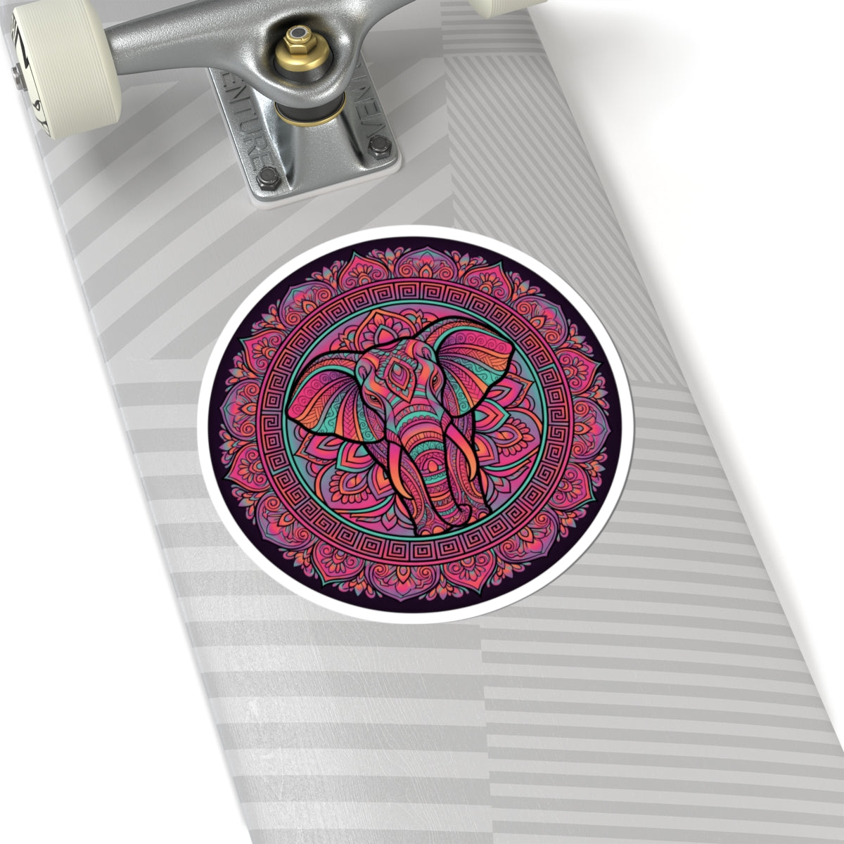 Large Pink Purple Elephant Mandala Sticker - Boho Floral Tribal Yoga Art Vinyl Decal 3" 4" 6" Inch