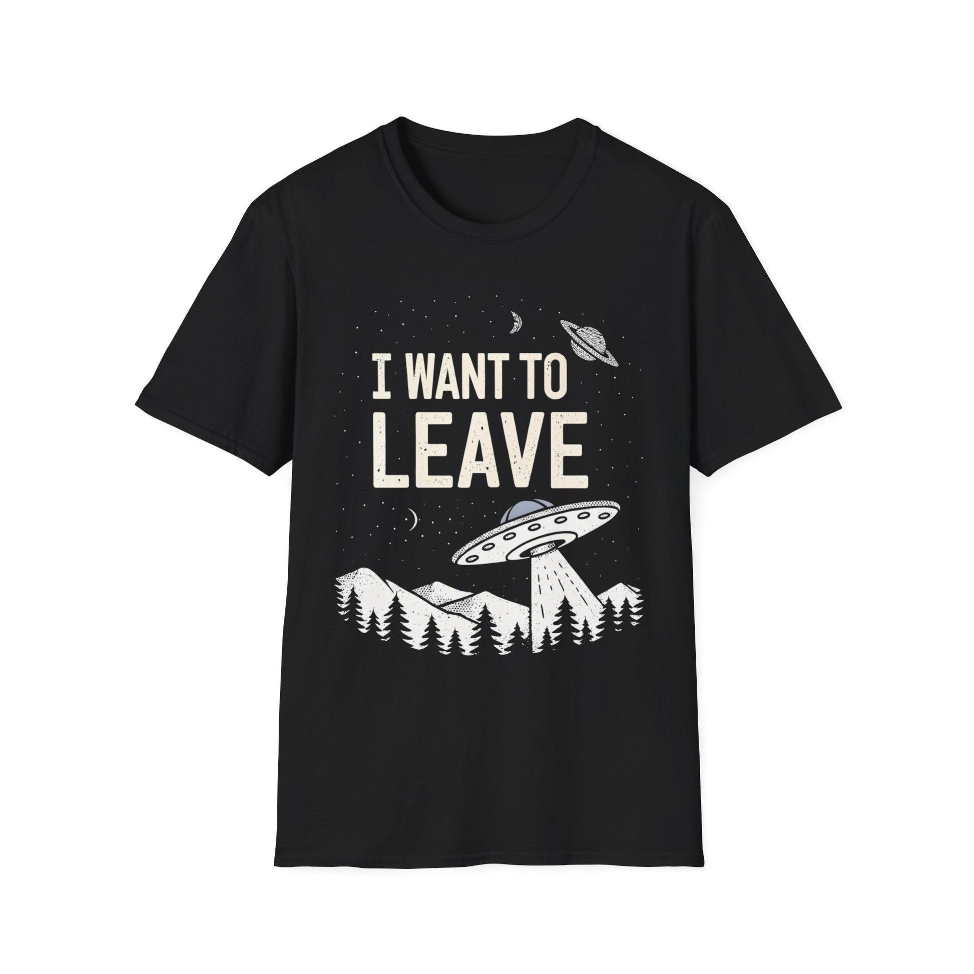 I Want To Leave UFO Alien T-Shirt | Extraterrestrial Retro Graphic Tee